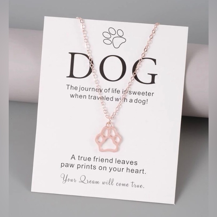 Rose Gold Paw Print Necklace Nwt 17$